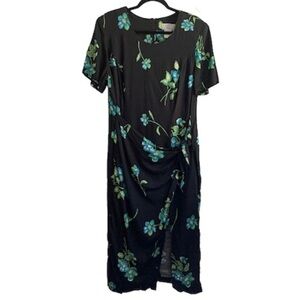 Vintage Studio C Tropical Wrap Tie Waist Dress w/Side Slit, 100% Rayon, [Sz 18W]